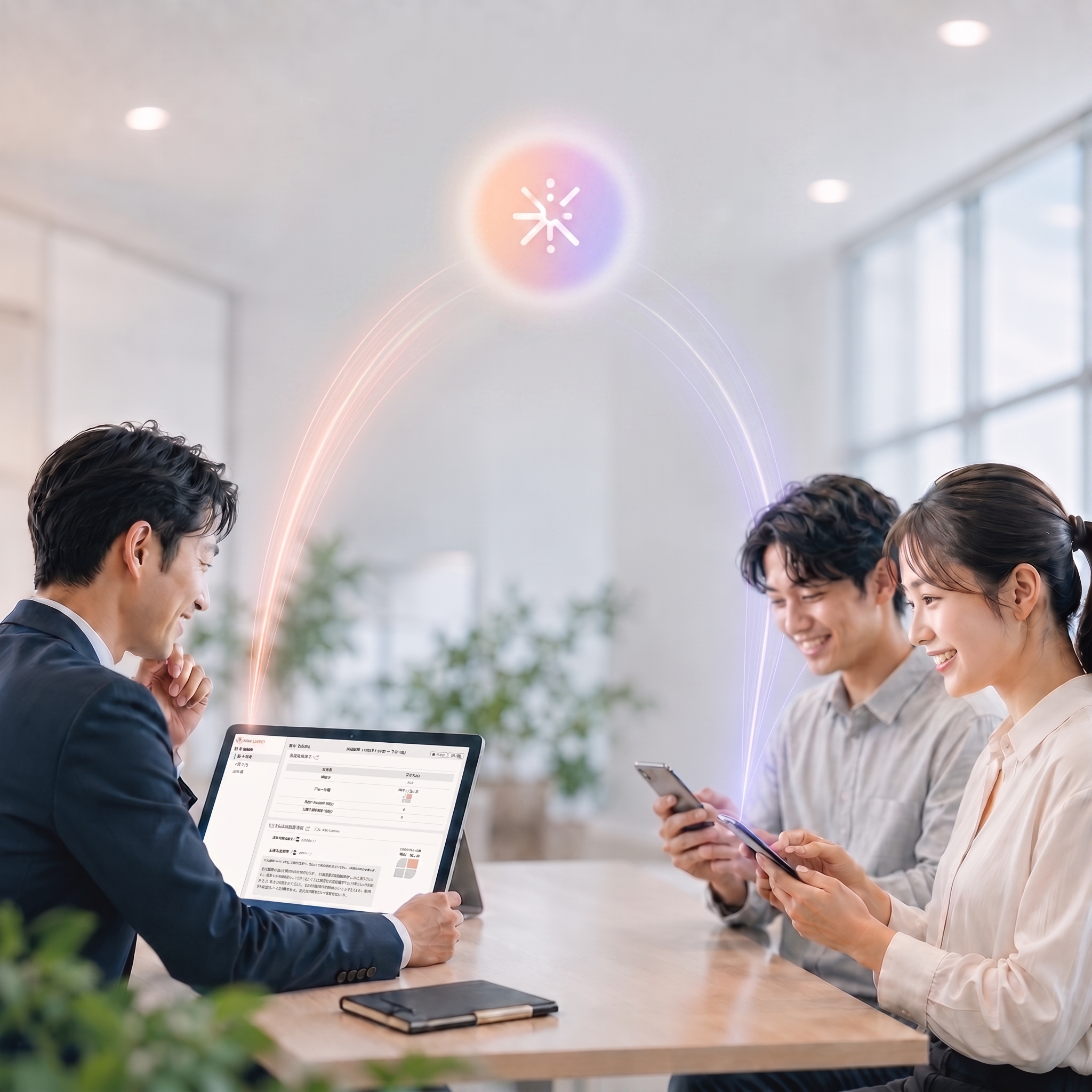 メンバーのサーベイ回答 → Energize AI → メンバーへのアドバイス/マネージャーへのレポート